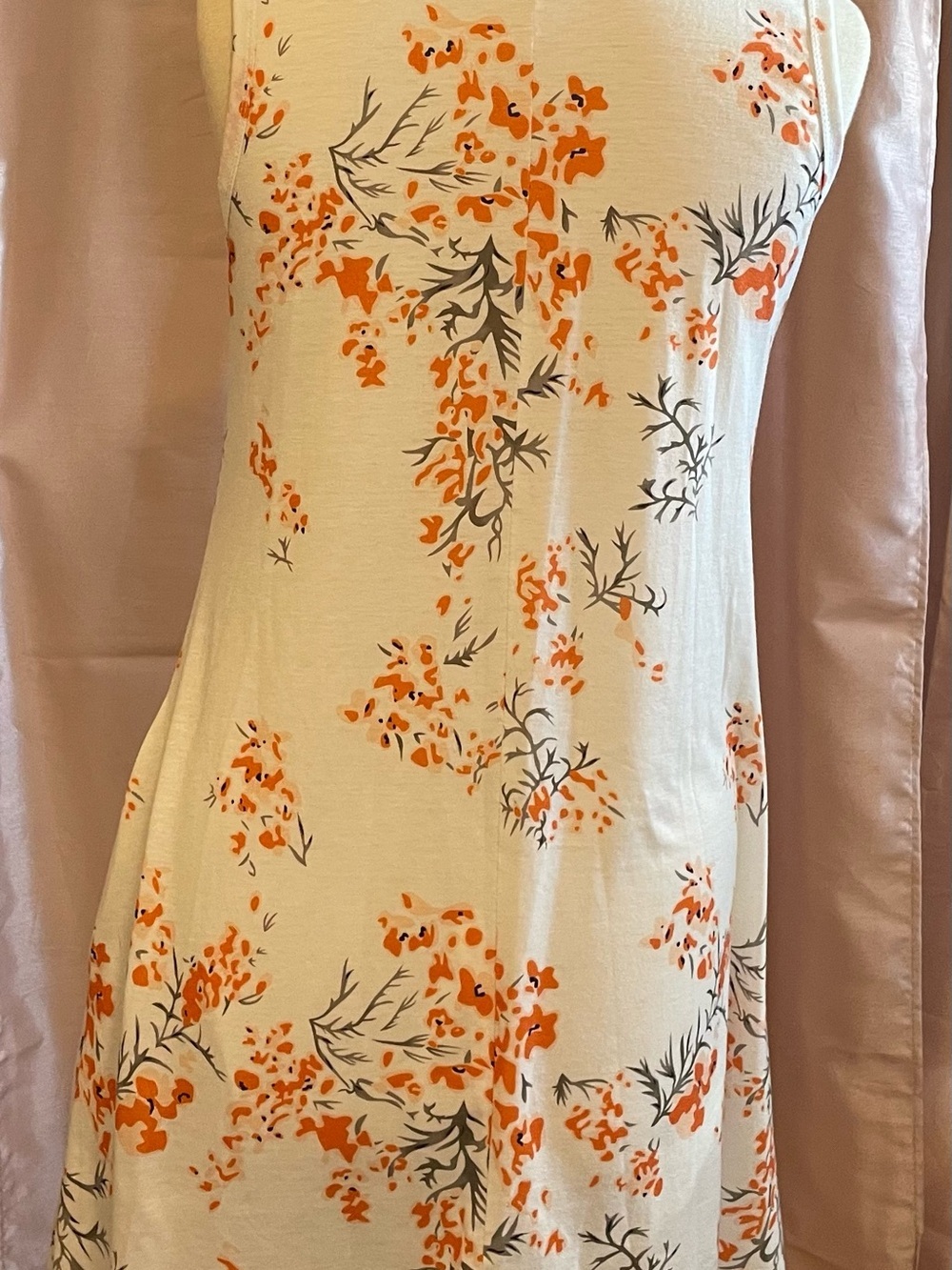 Amazon White Sleeveless Dress with Orange Floral Print - Picture 4 of 8
